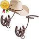 Cowboy Hat Rack for Wall Rustic Metal Cowboy Hat Holder 2 Pack Hat Hanger