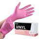 Black/Pink Vinyl Gloves, Disposable, Latex Free, Powder Free, Medium, 100 Count