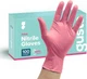 Comfy Package Pink Nitrile Disposable Gloves 100 Count Latex Free Small