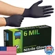 Inspire Black Nitrile Gloves 6 Mil Heavy Duty Chemical Resistant Medical Disposa