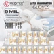 MEDITEX&reg; Disposable Exam Latex Gloves White Powder Free 5mil S-XL 2000 PCS