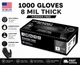 8 Mil Black Nitrile Diamond Textured Gloves Heavy Duty Powder-Free Case of 1000