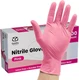 100 Count Pink Nitrile Disposable Gloves - Latex & Rubber Free, Non-Sterile Powd