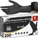 Disposable Nitrile Exam Gloves 4 Mil Black, Latex-Free, Powder-Free, Food Safe f