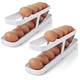 2PCS Rolldown Refrigerator Egg Dispenser Rolling Egg Holder 2 Tiers Storage Rack