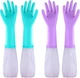 Elgood Reusable Long Sleeve Dishwashing Cleaning Gloves With Latex Fre