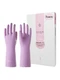 LANON Reusable Dishwashing Gloves, Cotton Lined, Non~Slip, Large, 3 Pairs