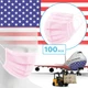 100 Packs - 3-Ply Disposable Procedural Face Mask Protective Mouth Cover Pink