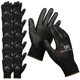 ACKTRA Ultra-Thin PU Safety WORK GLOVES 12 Pairs, WG002 Black/Black, X-Small