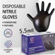 5.5 Mil Black Nitrile Gloves: Powder-Free, Latex-Free (100-Count)