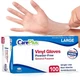CARE plus Latex-Free Vinyl Gloves Clear Large Size 100 Count | Heavy Duty, Non-S