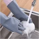 Yinceber Silicone Dishwashing Gloves, V Gloves, Gray L