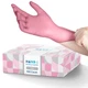 Pink Nitrile Disposable Gloves Small 100 Count - Latex Free Exam & Cleaning G...