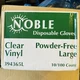 Noble 394365L Powder-Free Vinyl Disposable Gloves, Large 10 Boxes of 100 Each