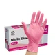 100 Count Pink Nitrile Disposable Gloves - Latex & Rubber Free, Non-Sterile P...
