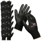 ACKTRA Ultra-Thin PU Safety WORK GLOVES 12 Large (Pack of 12), Black/Black