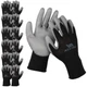 ACKTRA Ultra-Thin PU Safety WORK GLOVES 12 Large (Pack of 12), Black/Grey 