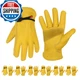 Handlandy Hldd 6 Pairs Cowhide Leather Work Gloves For Men Women Reinforced