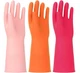 HINSOCHA 3 Pairs Rubber Cleaning Gloves Latex Free Small, Orange+pink+red