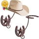 Cowboy Hat Rack for Wall Rustic Metal Cowboy Hat Holder 2 Pack Hat Hanger
