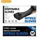 Medium Black Nitrile Disposable Gloves - 4 Mil Powder-Free & Latex-Free, 100 Ct