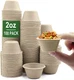 2 Oz Disposable Bagasse Fiber Souffle Cups 100Pk, 100% Natural Biodegradable Com