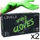BARBER  SALON L3VEL3 DISPOSABLE NITRILE GLOVES LIME GREEN 100 PC SMALL 2 PACK