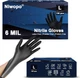 6 Mil Black Nitrile Gloves, 100 pcs Premium Powder-Disposable Gloves,