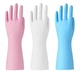 Bamllum Rubber Cleaning Gloves - 3 Pairs Latex Free Medium, Blue+pink+white 