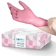 Pink Nitrile Disposable Gloves Medium 100 Count - Esthetician Nail Tech Micro...